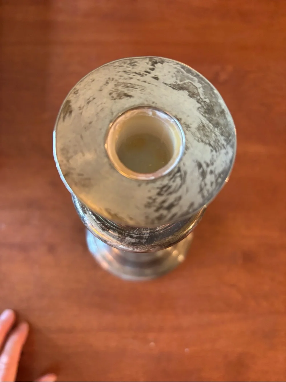 Silver Plated 11” Candlestick with Natural Patina
